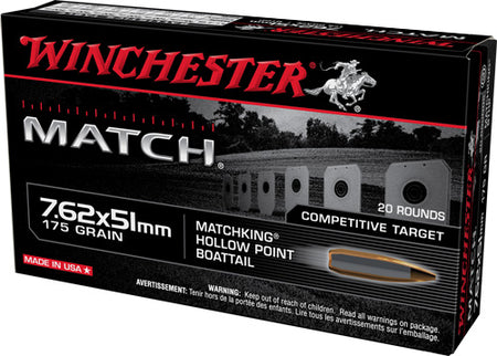 Winchester Match .308 Win / 7.62x51mm 175 grain Sierra MatchKing Boat Tail Hollow Point ammunition