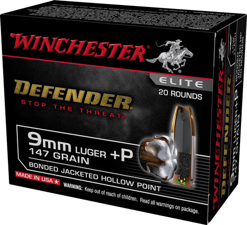 Winchester Defender Elite Bonded Jacket Hollow Point 147 Grain 9mm Luger/Parabellum 1030 fps