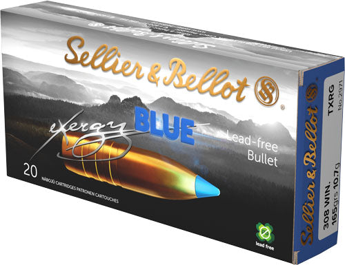 Sellier & Bellot (S&B) eXergy Boat Tail TAC-EX-Blue 165 Grain .308 Win / 7.62x51mm 2720 fps