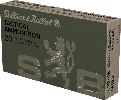 Sellier and Bellot Tactical M193 5.56x45mm NATO 55 grain Full Metal Jacket ammunition