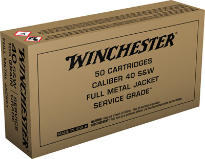 Winchester Service Grade Full Metal Jacket Flat Nose 165 Grain .40 S&W 1060FPS