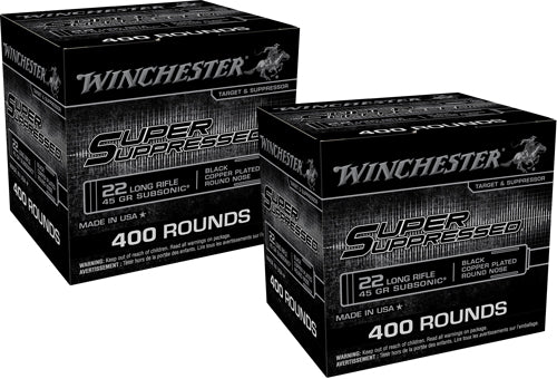 Winchester Super Suppressed Subsonic .22 Long Rifle 45 grain Black Copper Plated Round Nose ammunition