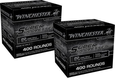Winchester Super Suppressed Subsonic .22 Long Rifle 45 grain Black Copper Plated Round Nose ammunition