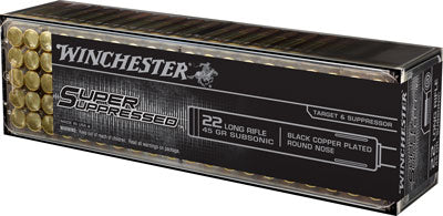Winchester Super Suppressed Black Copper Plated Round Nose 45 Grain .22 Long Rifle 1090 fps