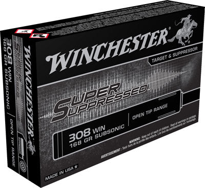 Winchester Super Suppressed .308 Win / 7.62x51mm 168 grain Open Tip Range ammunition