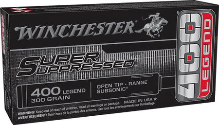 Winchester Super Suppressed .400 Legend 300 grain Open Tip Range Subsonic ammunition