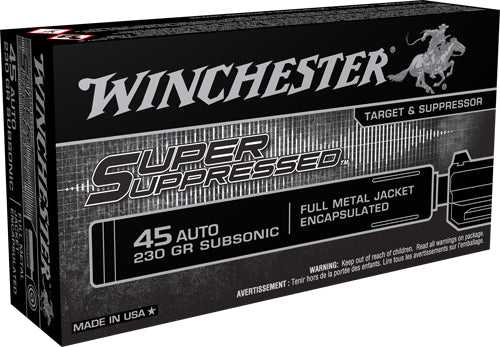 Winchester Super Suppressed Encapsulated Full Metal Jacket 230 Grain .45 ACP/Auto 850 fps