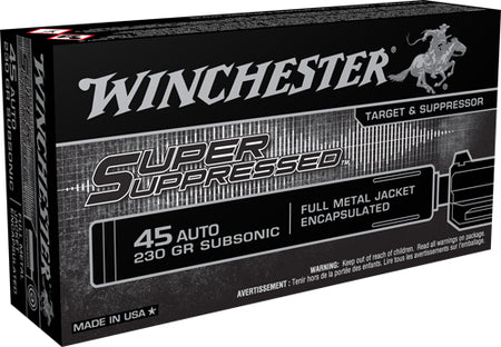 Winchester Super Suppressed Encapsulated Full Metal Jacket 230 Grain .45 ACP/Auto 850 fps
