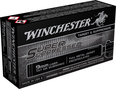 Winchester Super Suppressed Encapsulated Full Metal Jacket 147 Grain 9mm Luger/Parabellum 990 fps