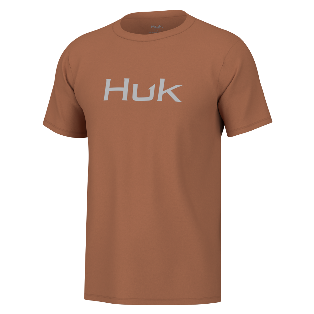 Huk Logo Tee Short Sleeve Shirt Sunburn Medium 50/50 Blend