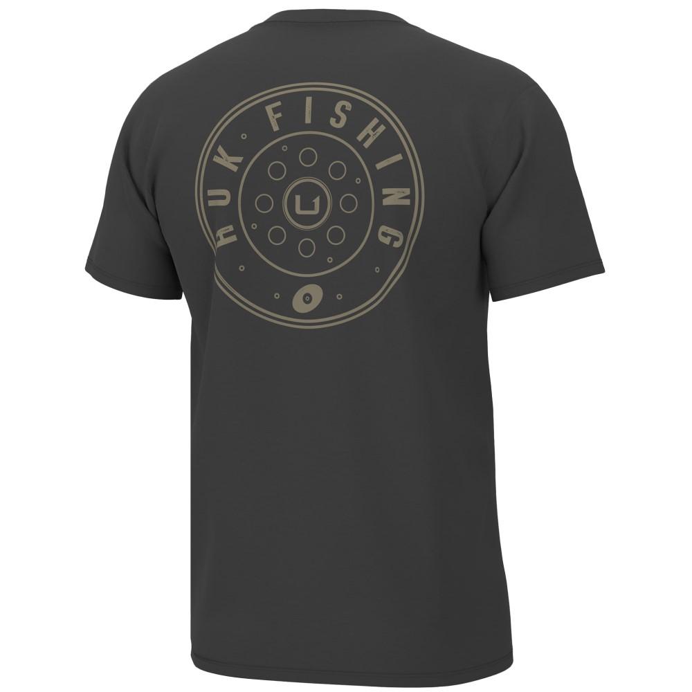 Huk Reel On Short Sleeve Casual Shirt in Volcanic Ash Small