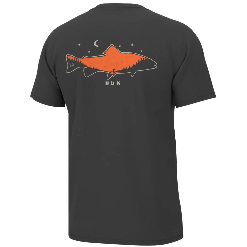 Huk Moon Trout Tee Short Sleeve Shirt in Volcanic Ash Small