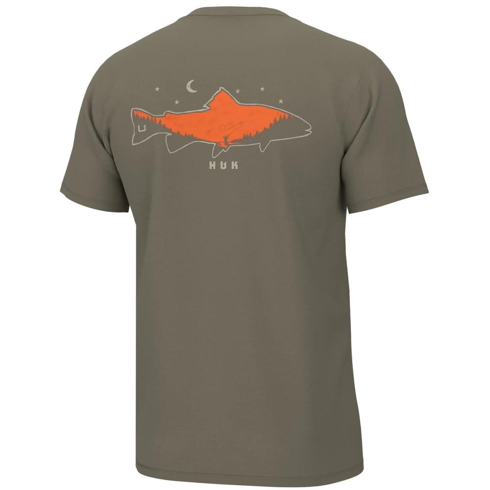 Huk Moon Trout Tee Short Sleeve Shirt in Overland Trek Small