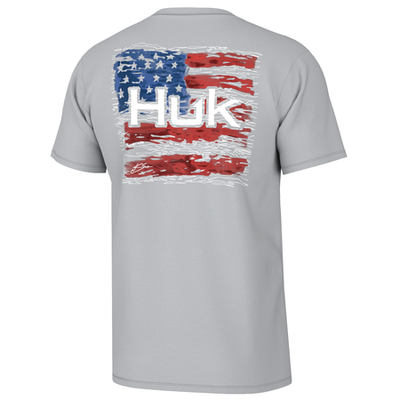 Huk KC Fly Flag Harbor Mist XL Short Sleeve Fishing Shirt