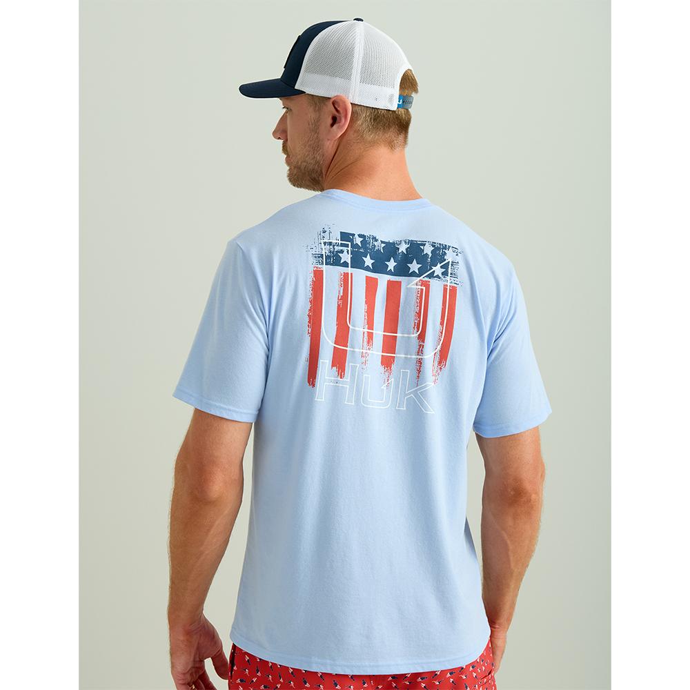 Huk Salute Short Sleeve Fishing T-Shirt Windsurfer Large Cotton Blend