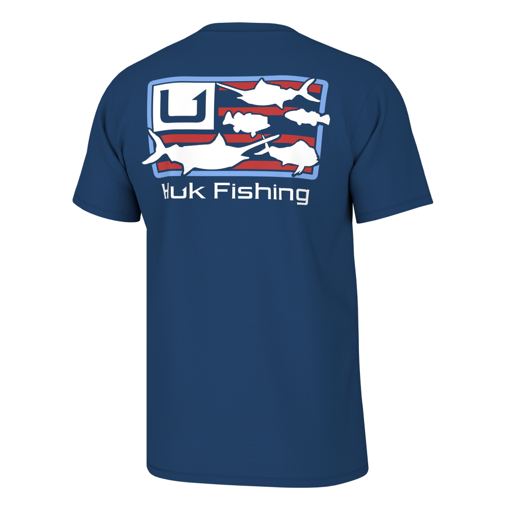 Huk Trophy Flag Short Sleeve Outdoor Shirt Set Sail Medium