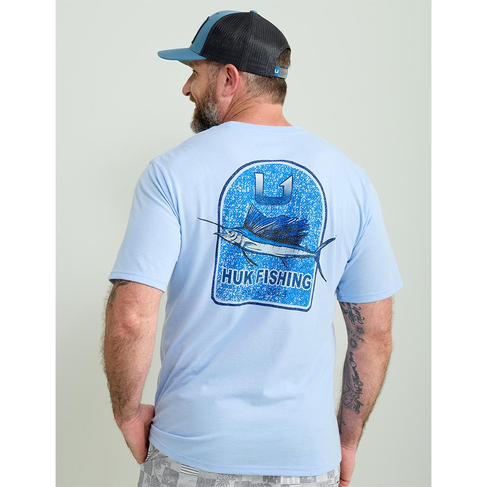 Huk KC Badge Series Short Sleeve Shirt in Windsurfer Color Size Small