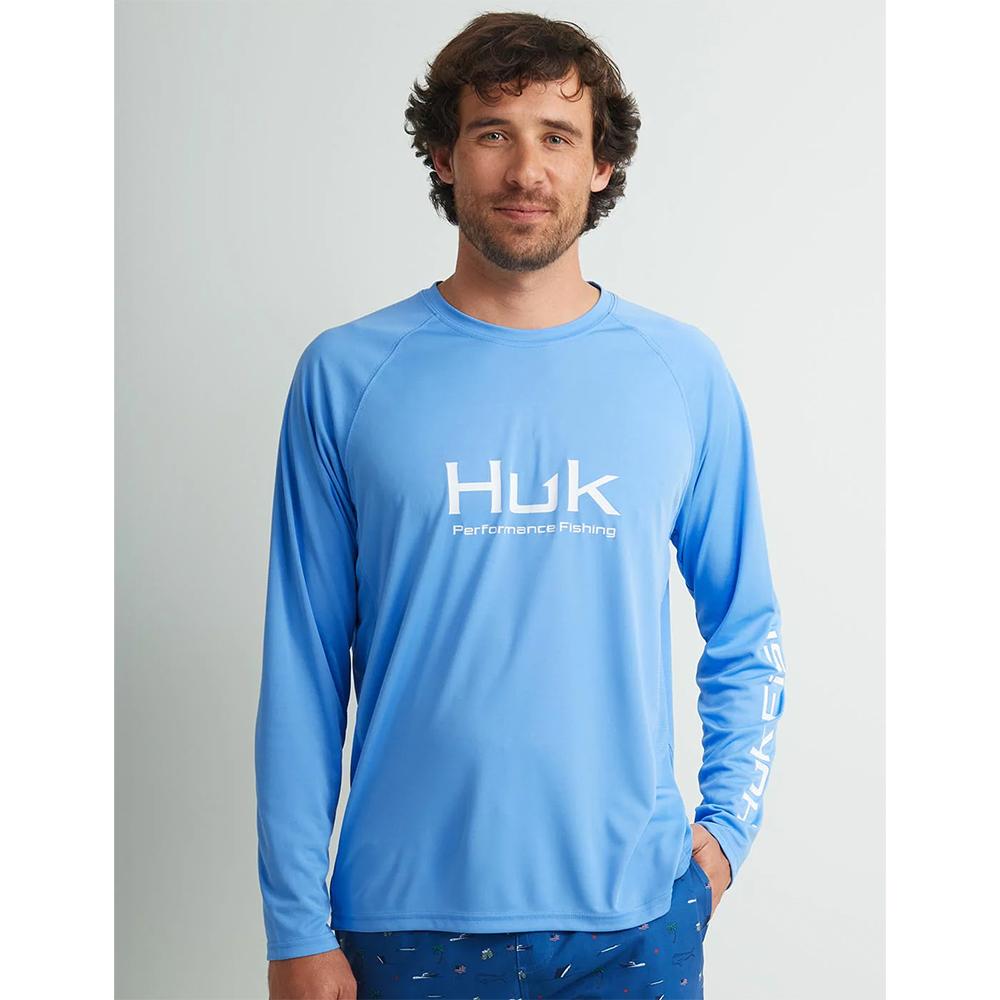 Huk Pursuit Vented XL Marolina Blue Long Sleeve Shirt with Mesh Sides and UPF 50+