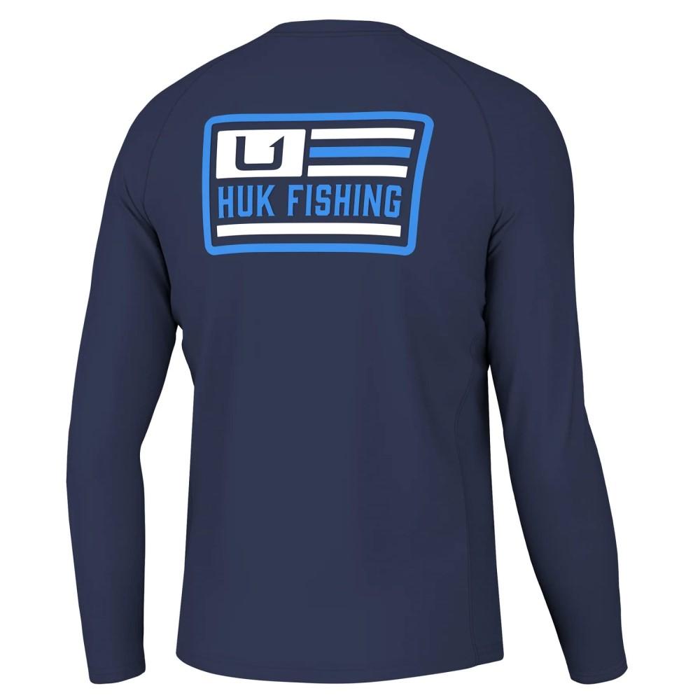 Huk Farm Pursuit Anti-Microbial Long Sleeve Shirt Naval Academy Small