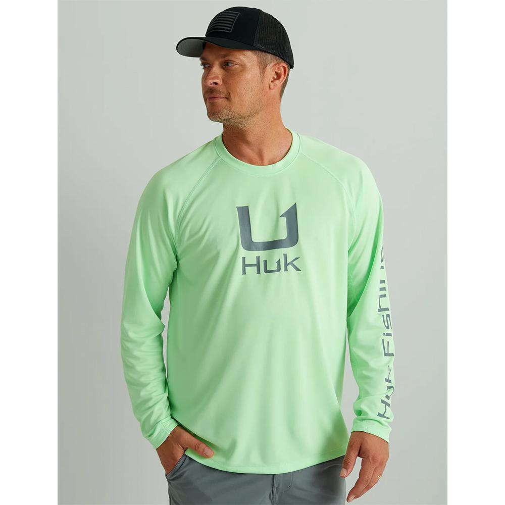 Huk Icon Long Sleeve Fishing Shirt Patina Large with UPF 50+ Protection
