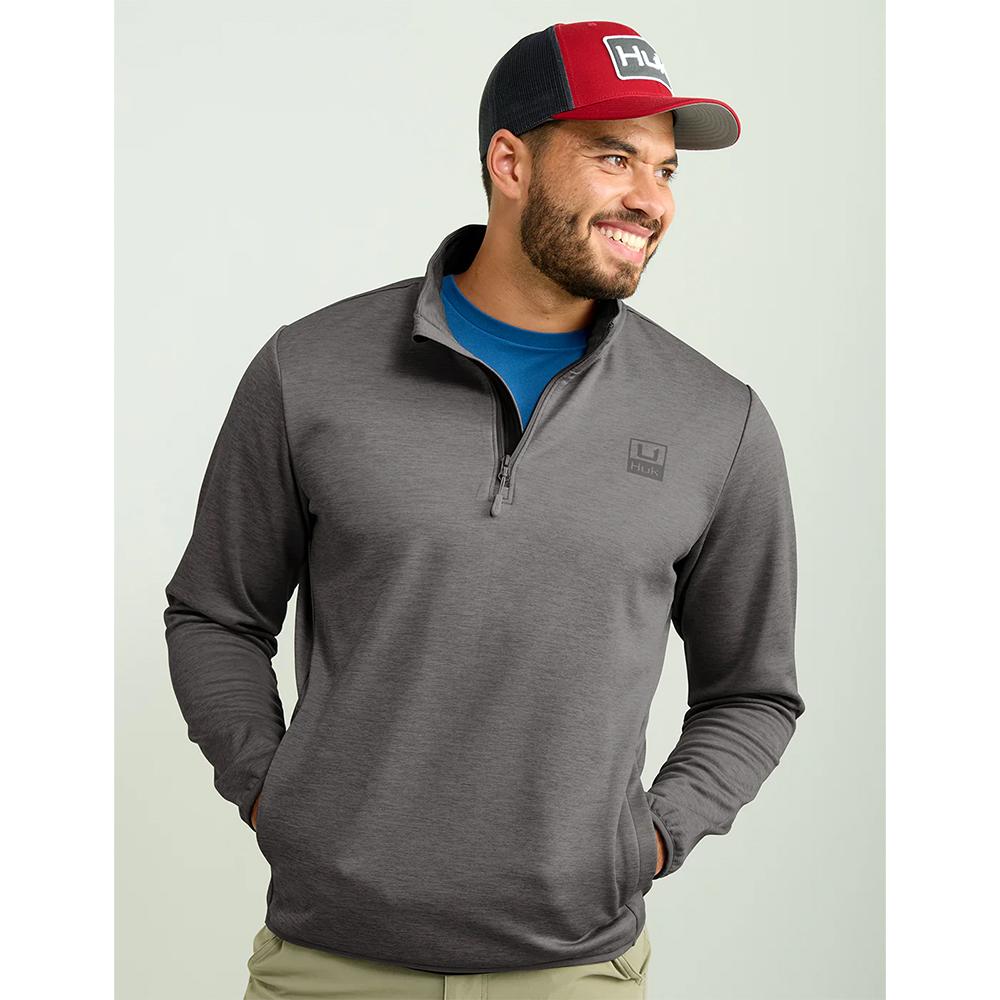 Huk Coldfront & Performance Quarter-Zip Long Sleeve Shirt Volcanic Ash Heather Small