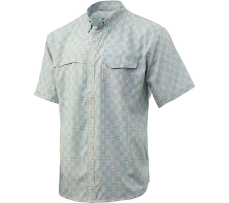 Huk Men's Tide Point Fish Plaid Button Down Shirt Plein Air Size M