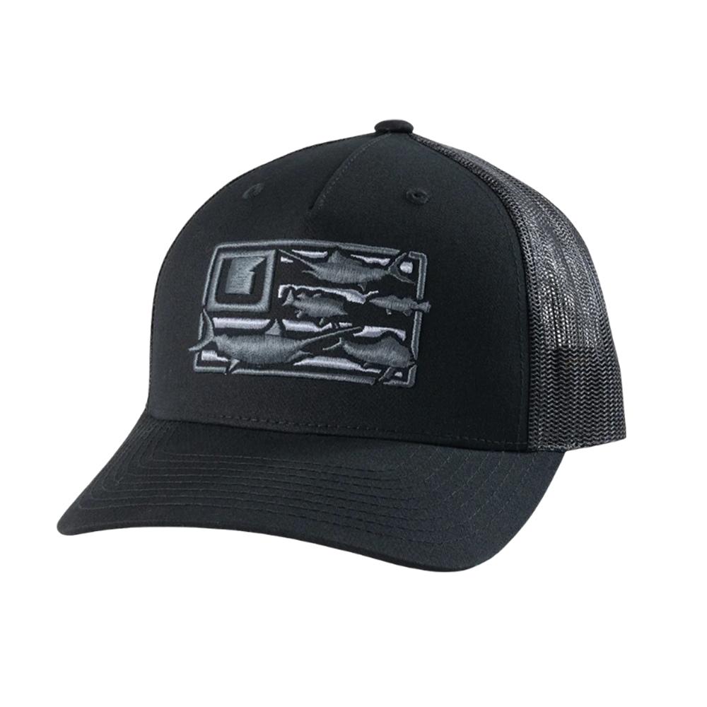 Huk Trophy Flag Moisture-Wicking Trucker Hat Black