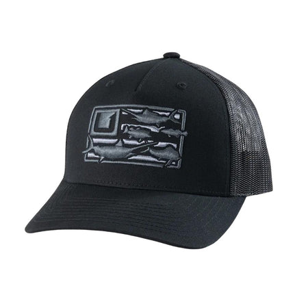 Huk Trophy Flag Moisture-Wicking Trucker Hat Black