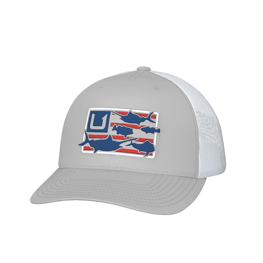 Huk Trophy Flag Trucker Cap Light Grey