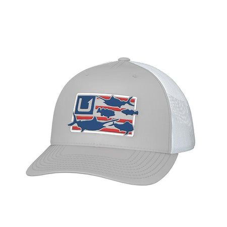 Huk Trophy Flag Trucker Cap Light Grey