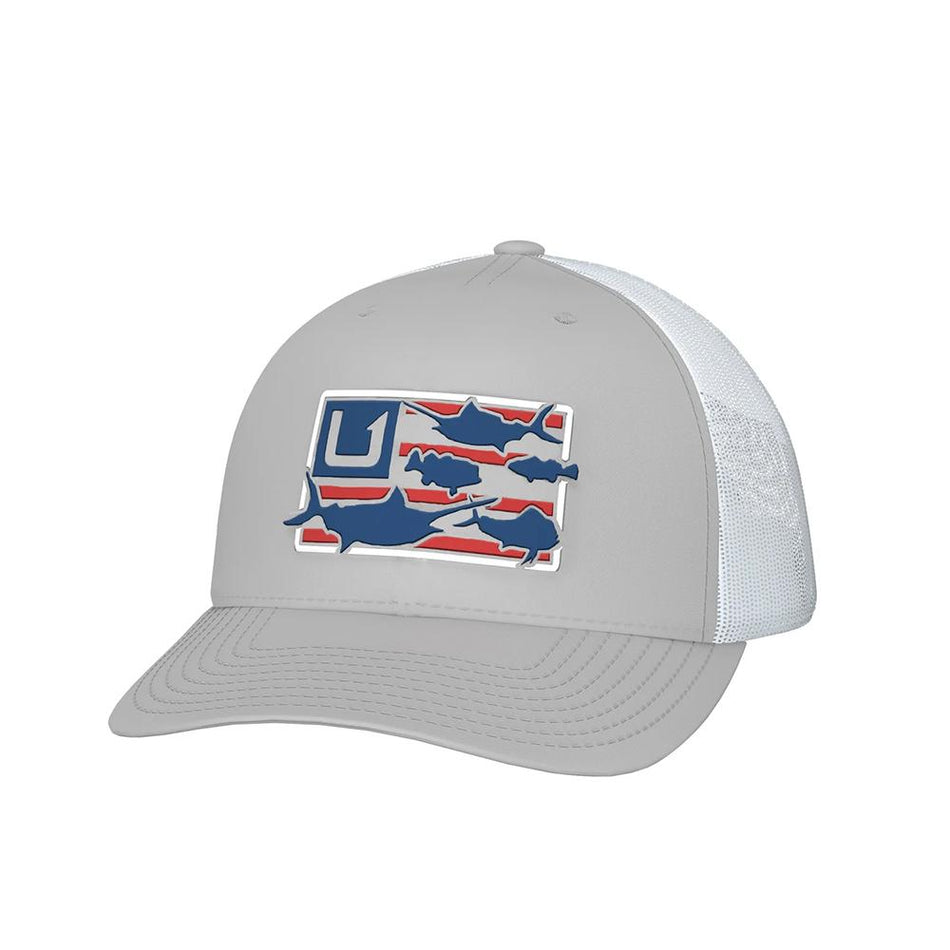 Huk Trophy Flag Trucker Cap Light Grey