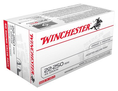 Winchester USA Jacketed Hollow Point 45 Grain .22-250 Remington 3950 fps