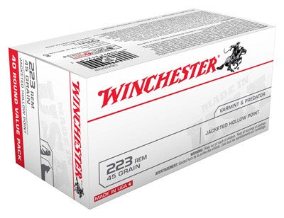 Winchester USA .223 Remington 45 grain Jacketed Hollow Point ammunition