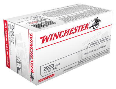 Winchester USA .223 Remington 45 grain Jacketed Hollow Point ammunition