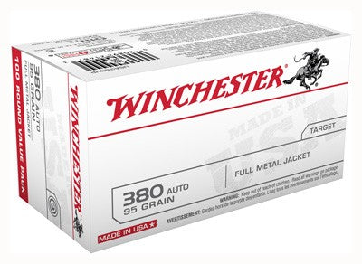 Winchester USA Full Metal Jacket Flat Nose 95 Grain .380 ACP/Auto 955 fps