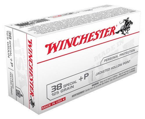 Winchester USA +P Jacketed Hollow Point 125 Grain .38 Special 945 fps