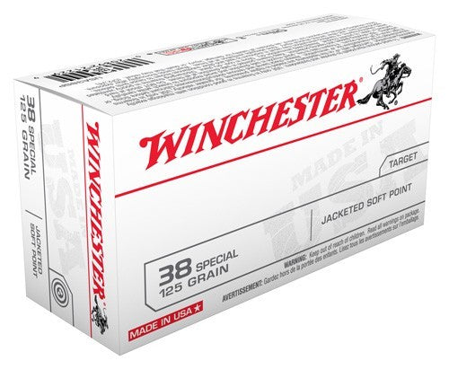 Winchester USA Jacketed Soft Point 125 Grain .38 Special 850 fps