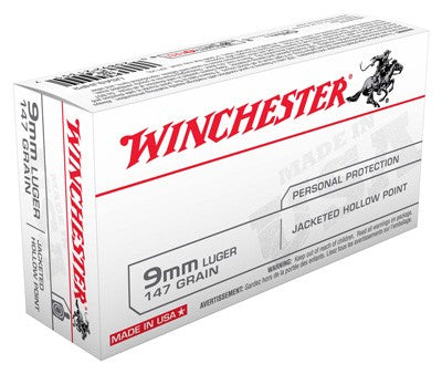 Winchester USA Jacketed Hollow Point 147 Grain 9mm Luger/Parabellum 990 fps