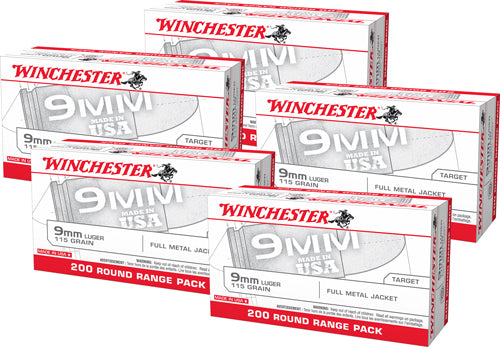 Winchester USA Target & Practice Range Pack 9mm Luger / Parabellum 115 grain Full Metal Jacket ammunition