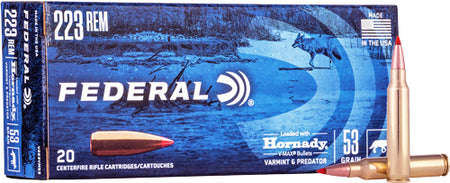 Federal  .223 Remington 53 Grain Hornady V-Max Polymer Tip - 20 Count Box