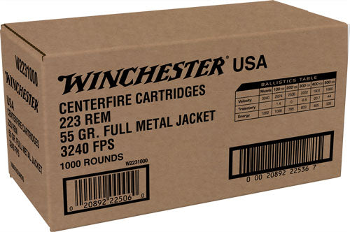 Winchester USA Lake City .223 Remington 55 grain Full Metal Jacket ammunition
