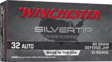 Winchester Silvertip .32 ACP 60 grain Jacketed Hollow Point ammunition