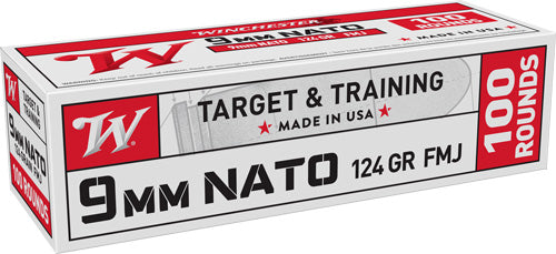 Winchester USA WHITE BOX Target & Training 9mm Luger / Parabellum 124 grain Full Metal Jacket ammunition