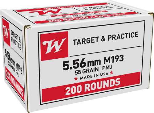 Winchester USA White Box M193 5.56x45mm NATO 55 grain Full Metal Jacket ammunition