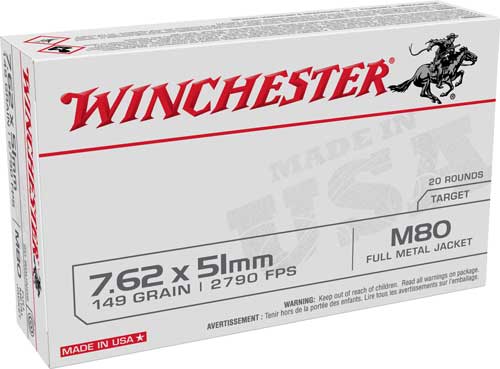 Winchester M80 M80 Full Metal Jacket Lead Core 149 Grain .308 Win / 7.62x51mm 2790 fps