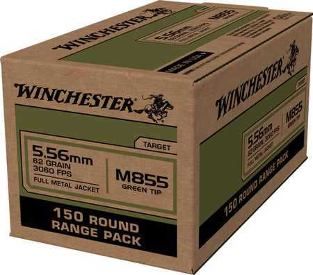 Winchester M855 Green Tip Range Pack 5.56x45mm NATO 62 grain Full Metal Jacket ammunition