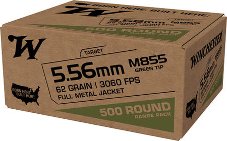 Winchester M855 Green Tip Range Pack 5.56x45mm NATO 62 grain Full Metal Jacket ammunition