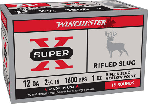 Winchester X12RS15VP Super X Rifled Slug Hollow Point 12 Gauge 2-3/4 1oz #Rifled Slug 1600 fps