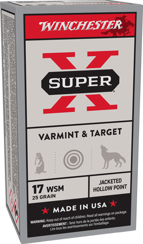 Winchester Super X .17 WSM 25 grain Jacketed Hollow Point ammunition