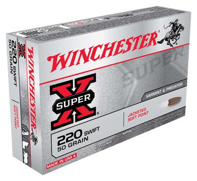 Winchester Super-X .220 Swift 50 grain Jacketed Soft Point ammunition